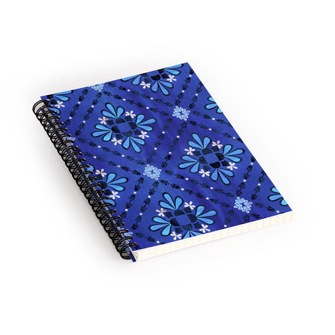 Schatzi Brown Boho Tile Blue Spiral Notebook