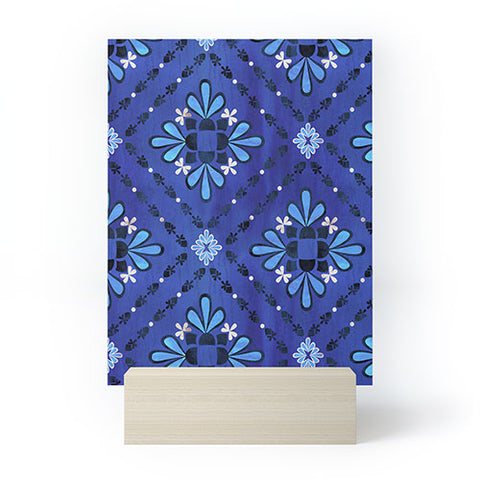 Schatzi Brown Boho Tile Blue Mini Art Print