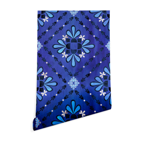 Schatzi Brown Boho Tile Blue Wallpaper