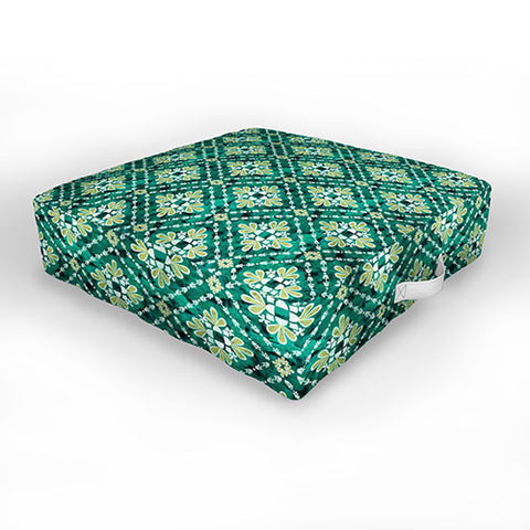 Schatzi Brown Boho Tile Green Outdoor Floor Cushion
