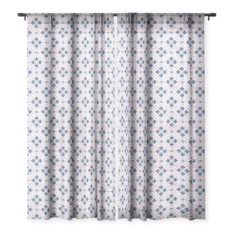Schatzi Brown Boho Tile Pink Sheer Window Curtain