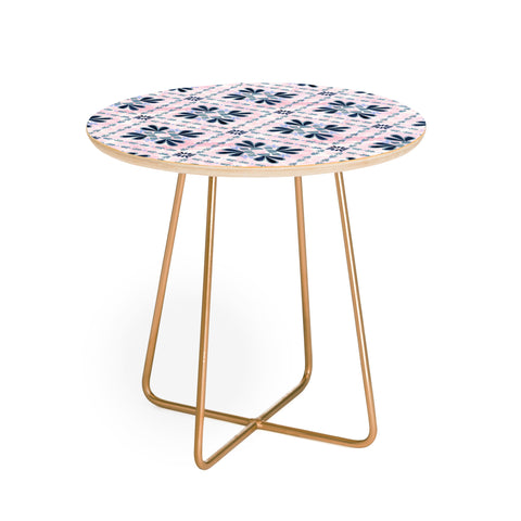 Schatzi Brown Boho Tile Pink Round Side Table