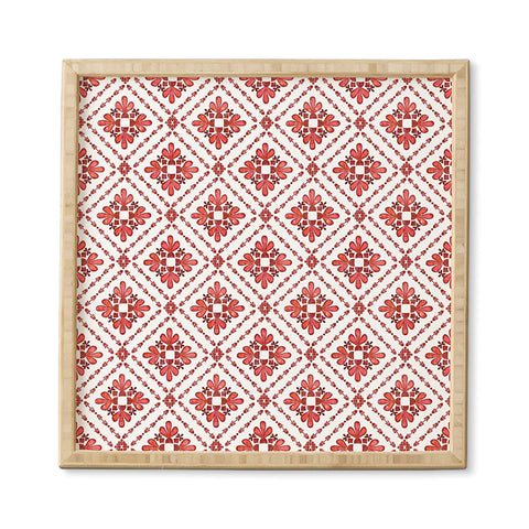 Schatzi Brown Boho Tile Red White Framed Wall Art