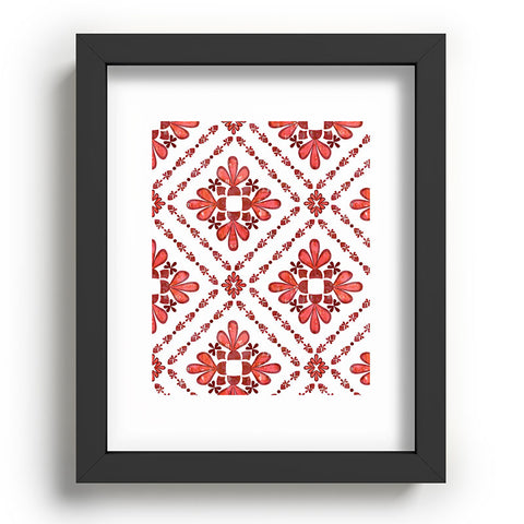 Schatzi Brown Boho Tile Red White Recessed Framing Rectangle