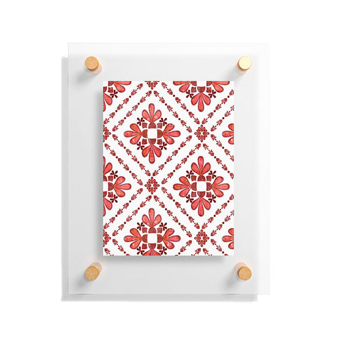 Schatzi Brown Boho Tile Red White Floating Acrylic Print