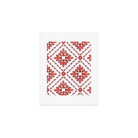 Schatzi Brown Boho Tile Red White Art Print