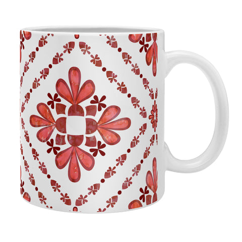 Schatzi Brown Boho Tile Red White Coffee Mug