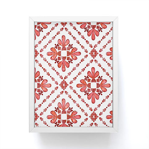 Schatzi Brown Boho Tile Red White Framed Mini Art Print