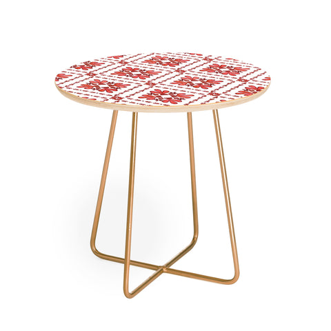 Schatzi Brown Boho Tile Red White Round Side Table