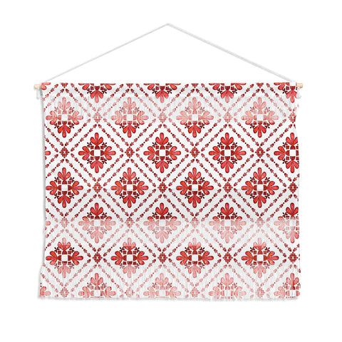 Schatzi Brown Boho Tile Red White Wall Hanging Landscape