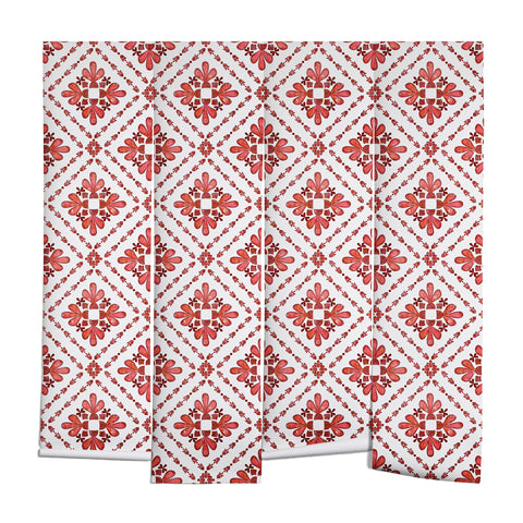 Schatzi Brown Boho Tile Red White Wall Mural