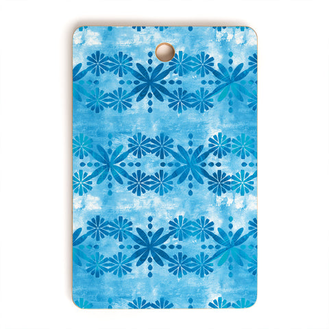 Schatzi Brown Boho Turquoise Flower Cutting Board Rectangle