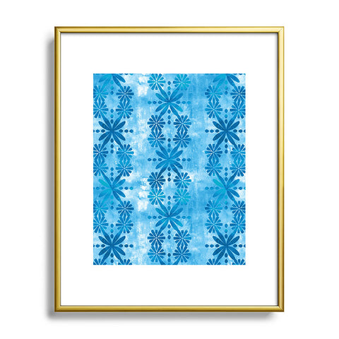 Schatzi Brown Boho Turquoise Flower Metal Framed Art Print