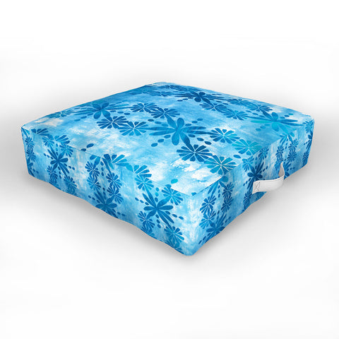 Schatzi Brown Boho Turquoise Flower Outdoor Floor Cushion