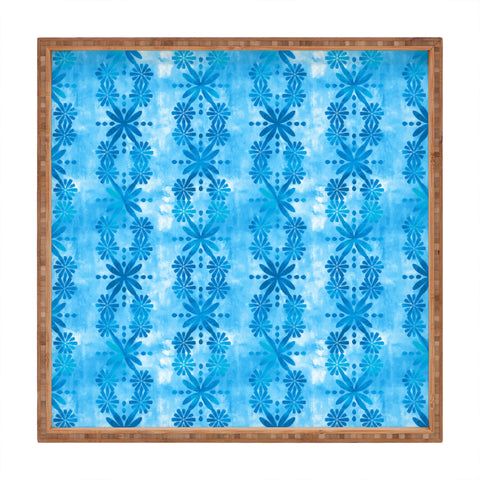 Schatzi Brown Boho Turquoise Flower Square Tray