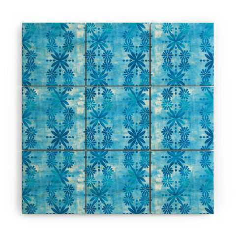 Schatzi Brown Boho Turquoise Flower Wood Wall Mural