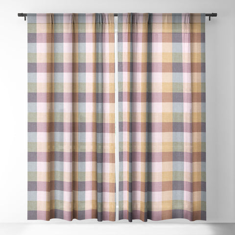 Schatzi Brown Buffalo Plaid Fall Spice Sheer Window Curtain