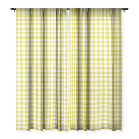 Schatzi Brown Buffalo Plaid Lime Sheer Window Curtain