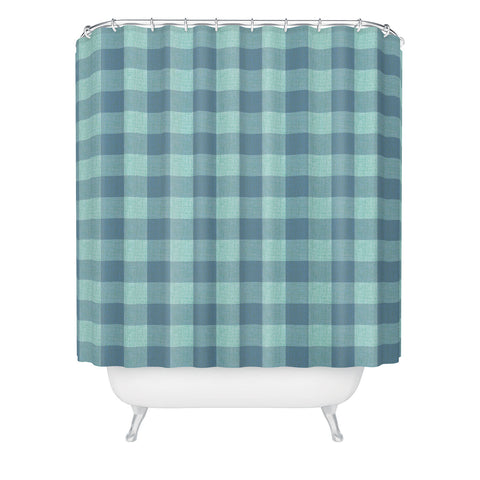 Schatzi Brown Buffalo Plaid Sea foam Shower Curtain