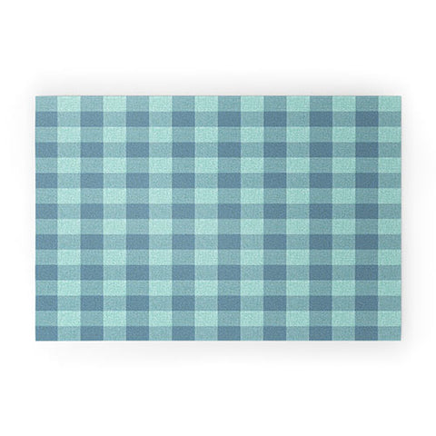 Schatzi Brown Buffalo Plaid Sea foam Welcome Mat