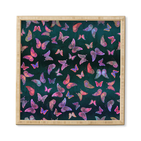 Schatzi Brown Butterfly Forest Green Framed Wall Art