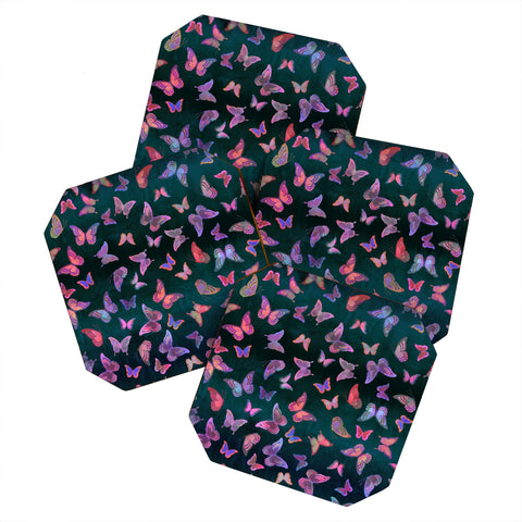 Schatzi Brown Butterfly Forest Green Coaster Set