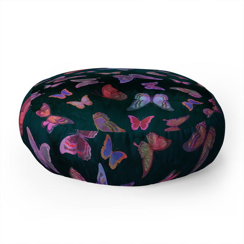 Schatzi Brown Butterfly Forest Green Floor Pillow Round