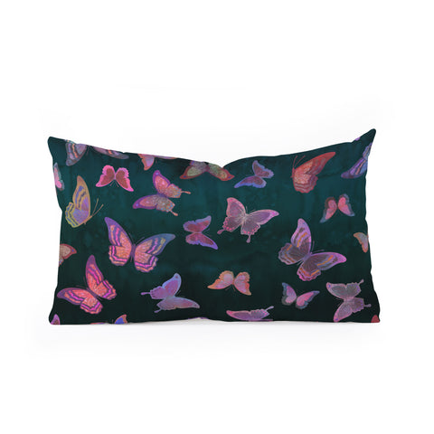 Schatzi Brown Butterfly Forest Green Oblong Throw Pillow