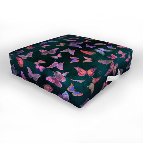 Schatzi Brown Butterfly Forest Green Outdoor Floor Cushion