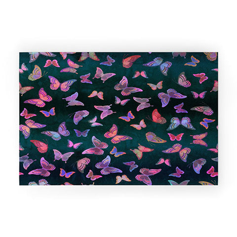 Schatzi Brown Butterfly Forest Green Welcome Mat