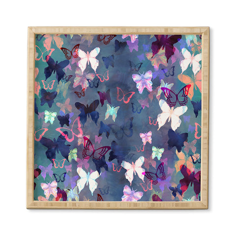 Schatzi Brown Butterfly Garden Blue Framed Wall Art