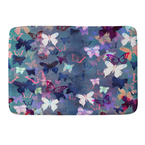 Schatzi Brown Butterfly Garden Blue Memory Foam Bath Mat
