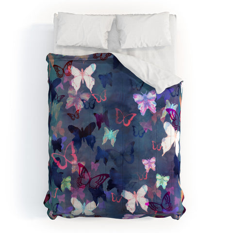 Schatzi Brown Butterfly Garden Blue Comforter