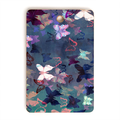Schatzi Brown Butterfly Garden Blue Cutting Board Rectangle