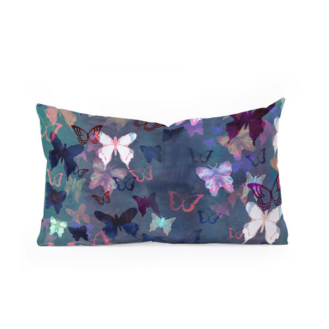 Schatzi Brown Butterfly Garden Blue Oblong Throw Pillow