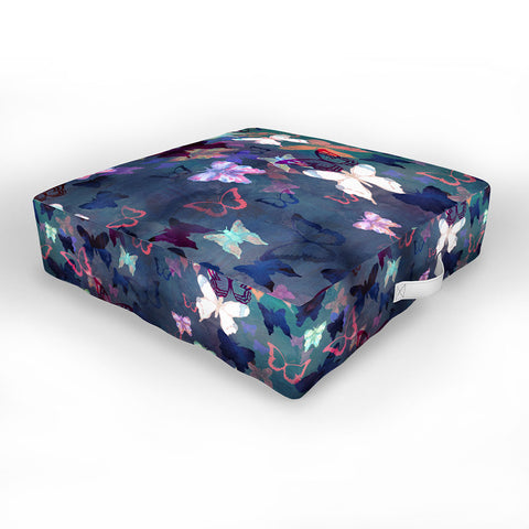 Schatzi Brown Butterfly Garden Blue Outdoor Floor Cushion