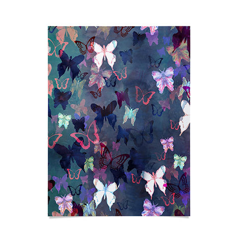 Schatzi Brown Butterfly Garden Blue Poster