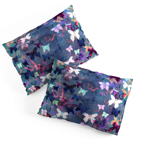 Schatzi Brown Butterfly Garden Blue Pillow Shams