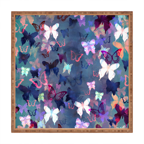 Schatzi Brown Butterfly Garden Blue Square Tray
