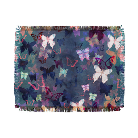Schatzi Brown Butterfly Garden Blue Throw Blanket
