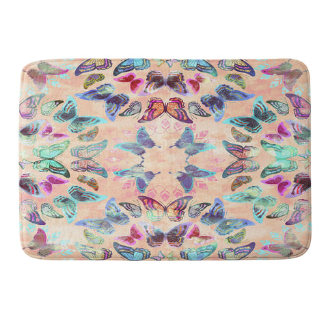 Schatzi Brown Butterfly Mandala Peach Memory Foam Bath Mat