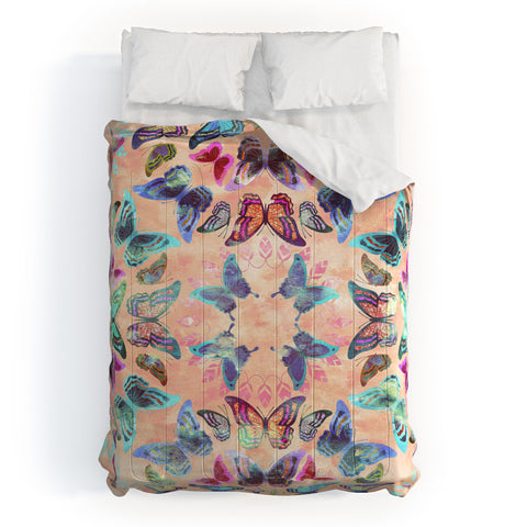 Schatzi Brown Butterfly Mandala Peach Comforter