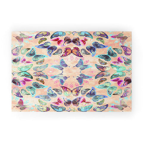Schatzi Brown Butterfly Mandala Peach Welcome Mat