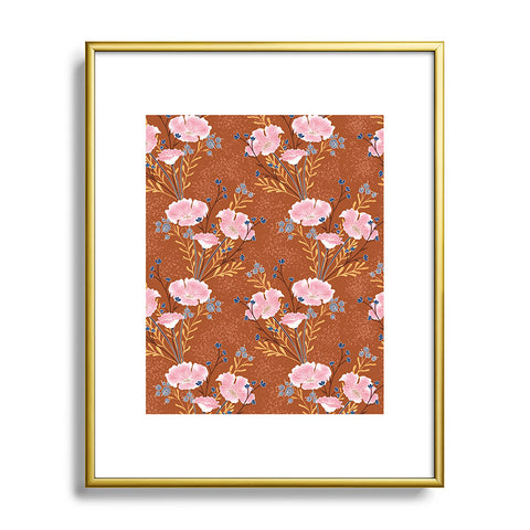 Schatzi Brown Carrie Floral Caramel Metal Framed Art Print