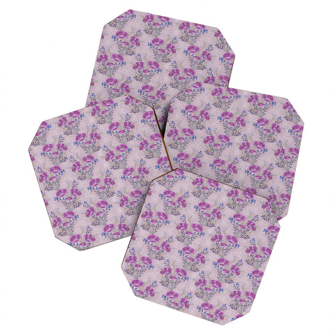 Schatzi Brown Carrie Floral Lilac Coaster Set