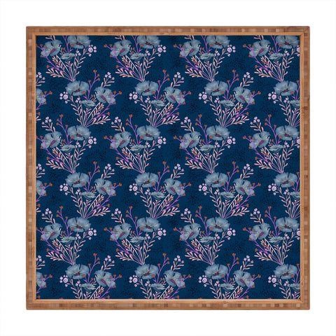 Schatzi Brown Carrie Floral Navy Square Tray