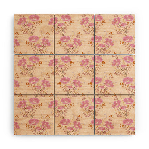Schatzi Brown Carrie Floral Pink Wood Wall Mural