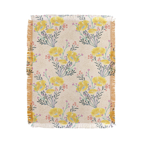 Schatzi Brown Carrie Floral Yellow Throw Blanket