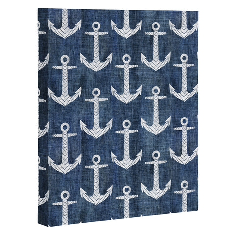 Schatzi Brown Chevron Anchor Denim Art Canvas