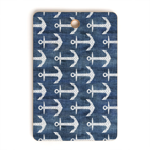 Schatzi Brown Chevron Anchor Denim Cutting Board Rectangle
